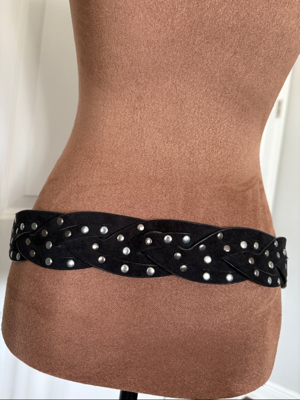 Jessica Simpson Black Braided Studded Belt Size S Y2K Western Rocker